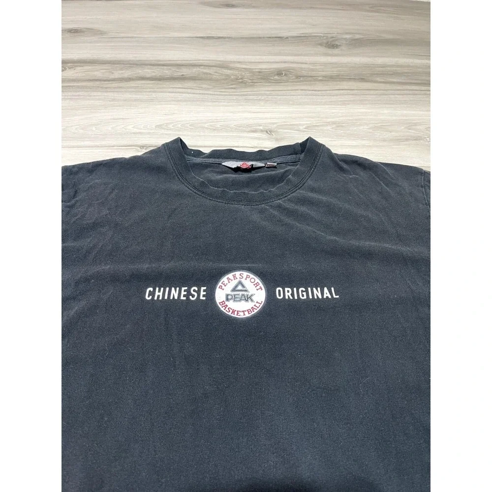 Vintage Peak Chinese Shirt Mens 3XL Black‎ Short Sleeve Graphic Street Original